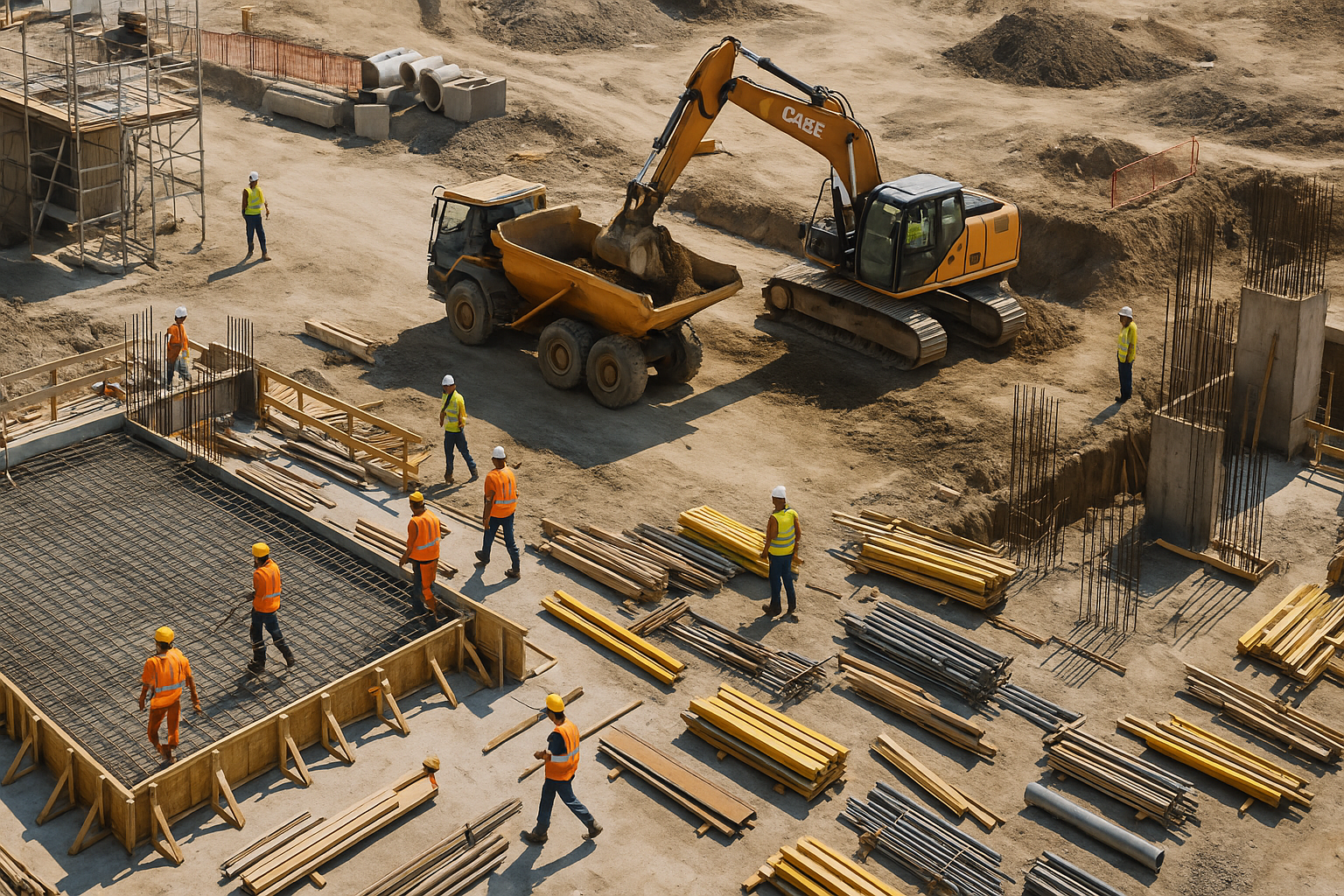 Construction site coordination across multiple active zones