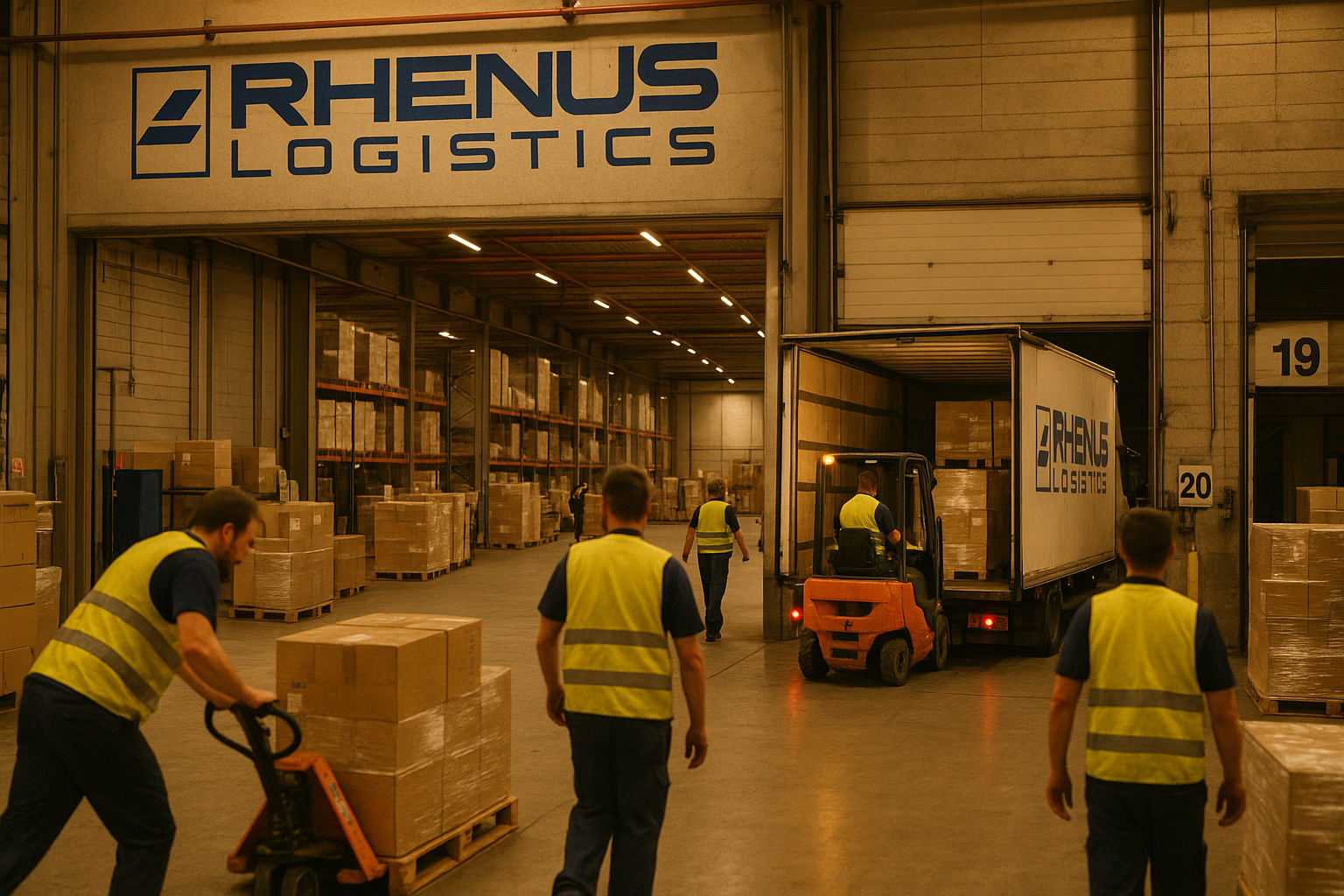 Logistics depot operations floor with structured workflow