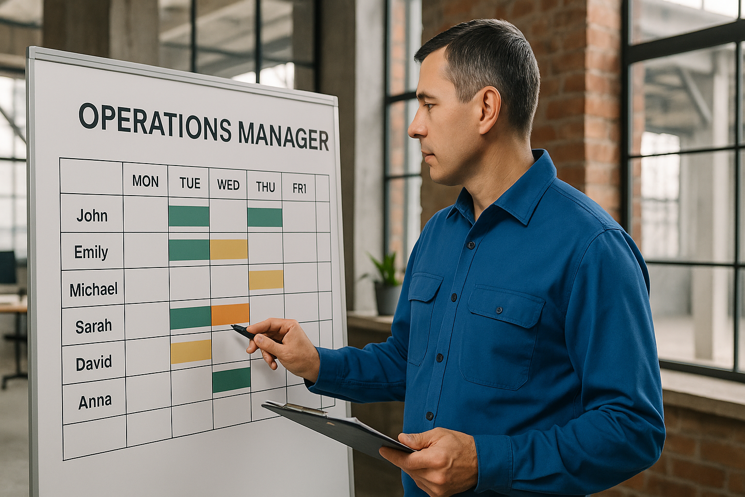 Workforce coordination dashboard showing shift allocation, team capacity, and real-time task distribution across departments